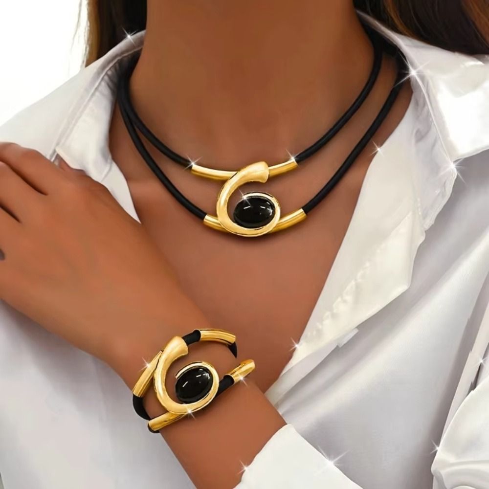Conjunto de 2 uds. De joyería bohemia de en capas Vintage, accesorios de joyería geométrica, colgante, collar, pulsera, conjunto para mujer