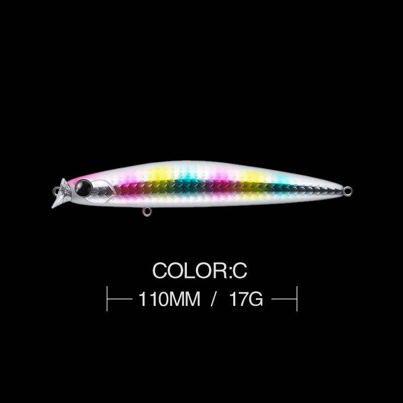 Kosuke 110F Sea Bass Minnow Lures Floating 110mm 17g Shallow Artificial Jerkbait Saltwater Fishing Tackle: C