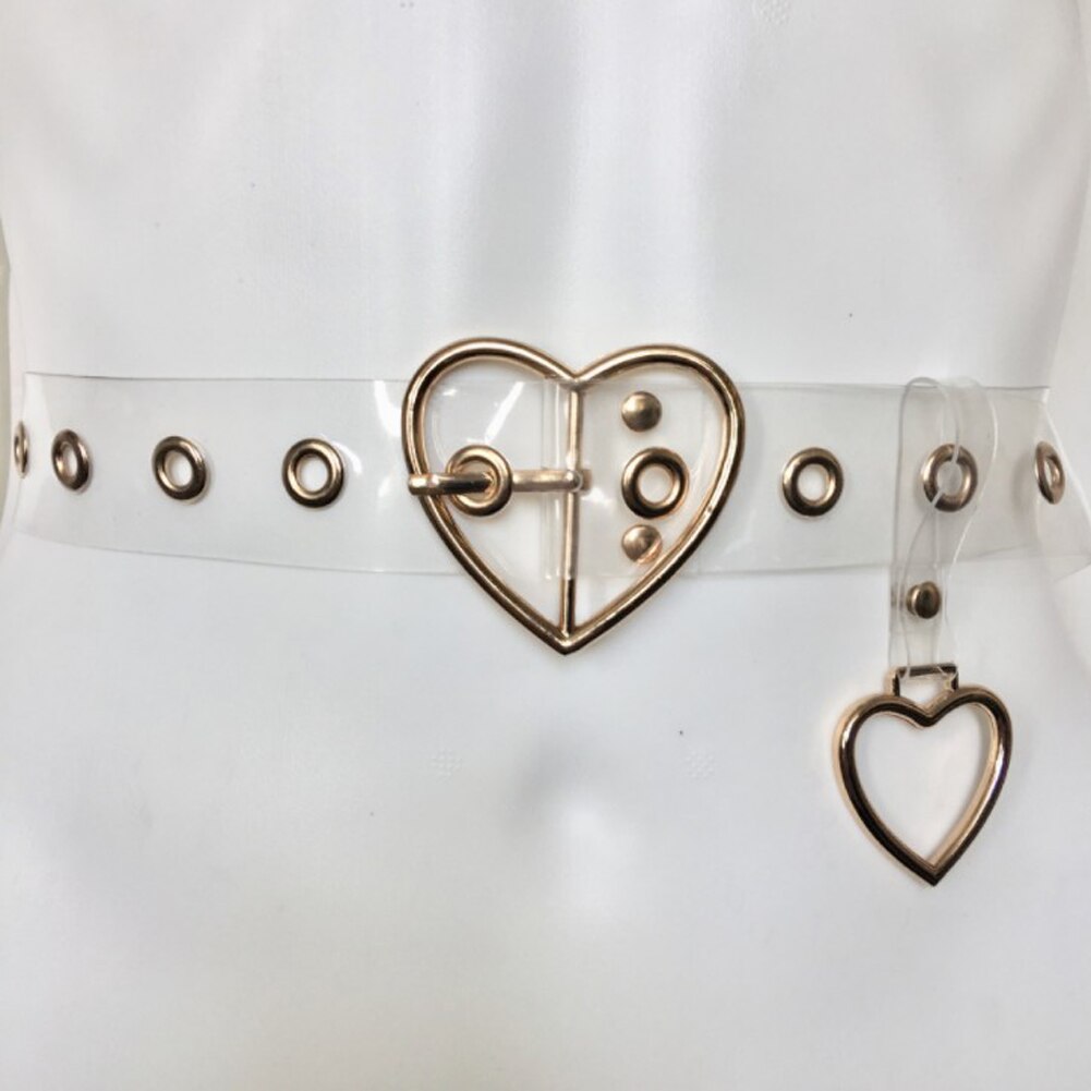 Women Waist Belt Resin Transparent Women Belt Jeans Belt Clear Heart Pin Buckle Women Waistband Invisible Waist Belts