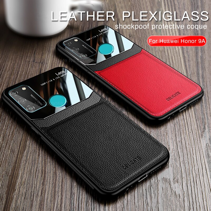 Чехол honor 9a przypadku skóry pleksi pokrywa ochronna dla huawei honor 9a coque fundas honor9a xonor 9a a9 moa-lx9 6.3''