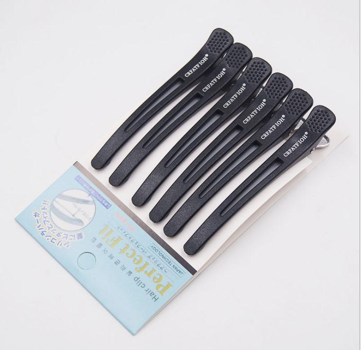 Pinzas para el pelo con forma de boca de pato, accesorio para peluquería, corte de pelo, para el hogar, color negro, 6 unids/set por juego: Negro