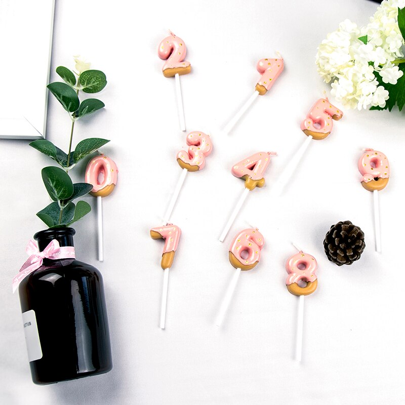 1pc Cute number candles for cake topper 0 -9 Chocolate biscuit birthday candle