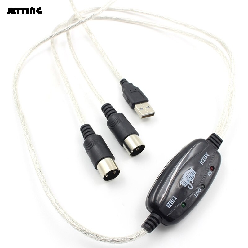 Black MIDI to USB Interface Cable Adapter for Keyboard Electronic Drum Music Create