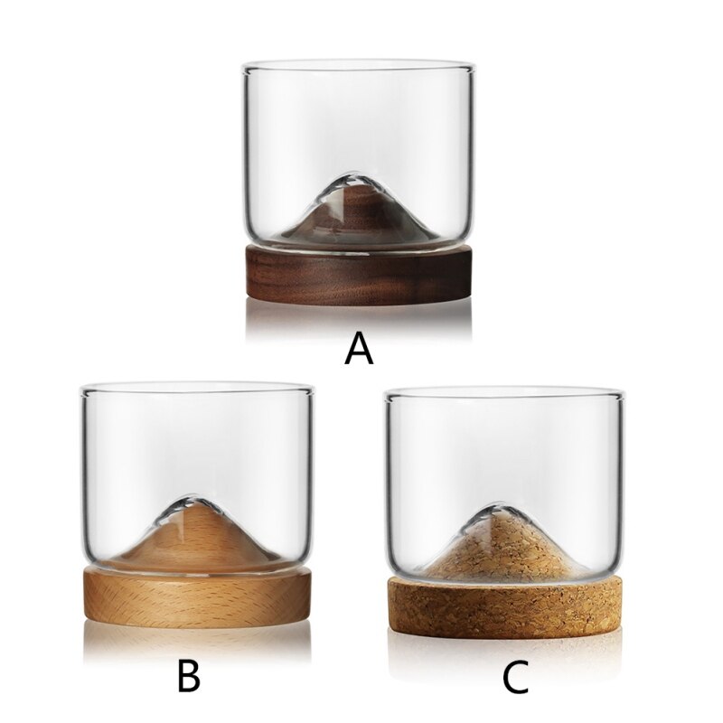 Berg Lrish Whiskey Gläser einstellen Altmodische Brille Mit Holz Basis Einzigartige Für Whiskey Bourbon Scotch Liebhaber Getränk