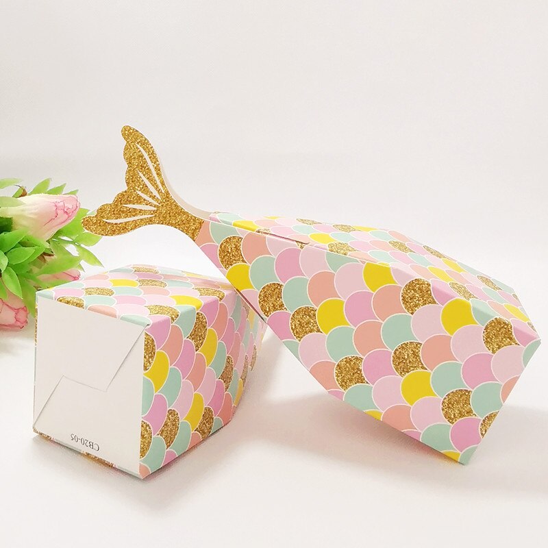 Caja de cola de sirena para niños y bebés, paquete de dulces de sirena, Cajas de , suministros de decoraciones para cumpleaños, 20 Uds.