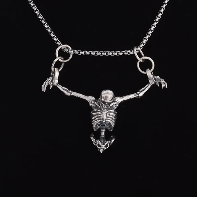 Colgante de calavera de cautiverio Chapado en plata, collar de motociclista Punk Rock para hombre, accesorio de joyería gótica de Halloween