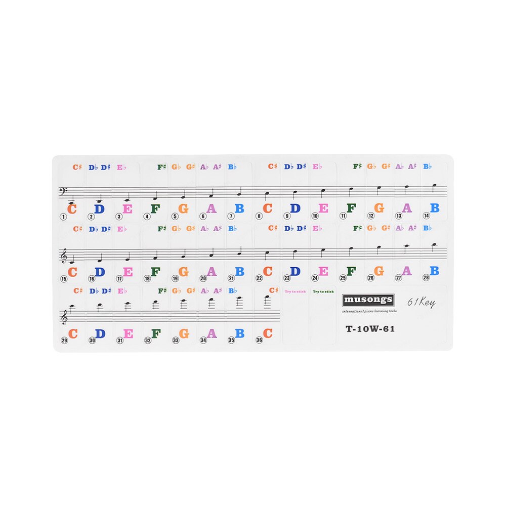 Removable Piano Stickers 61-key Keyboard Stickers for Kids Beginners Piano Practice