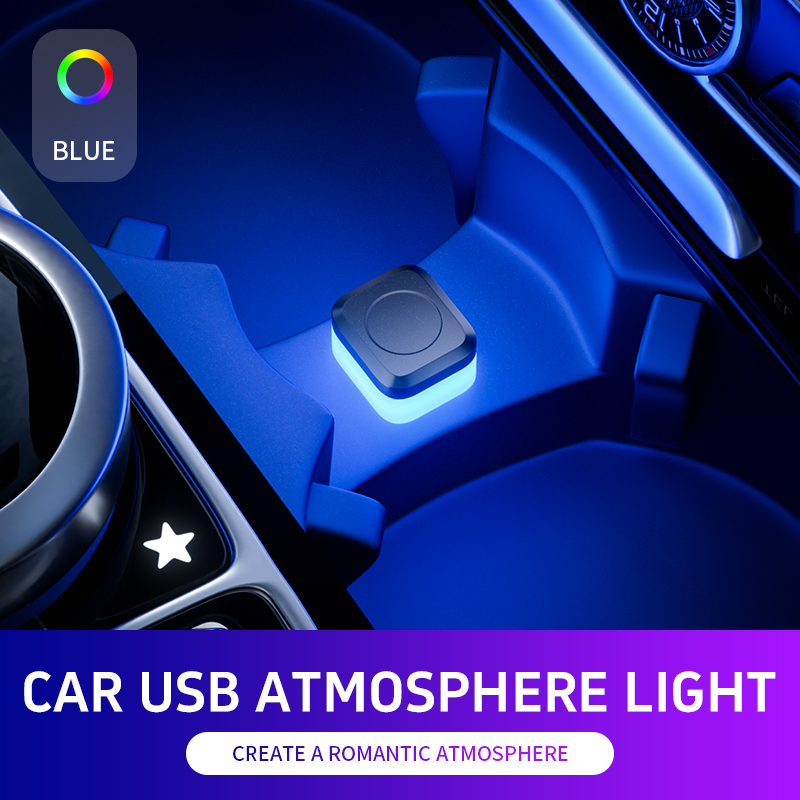 USB voiture intérieur atmosphère ambiante lumière LED feux de signalisation universel Auto lampe de lecture décorations voiture intérieur accessoires: Bleu