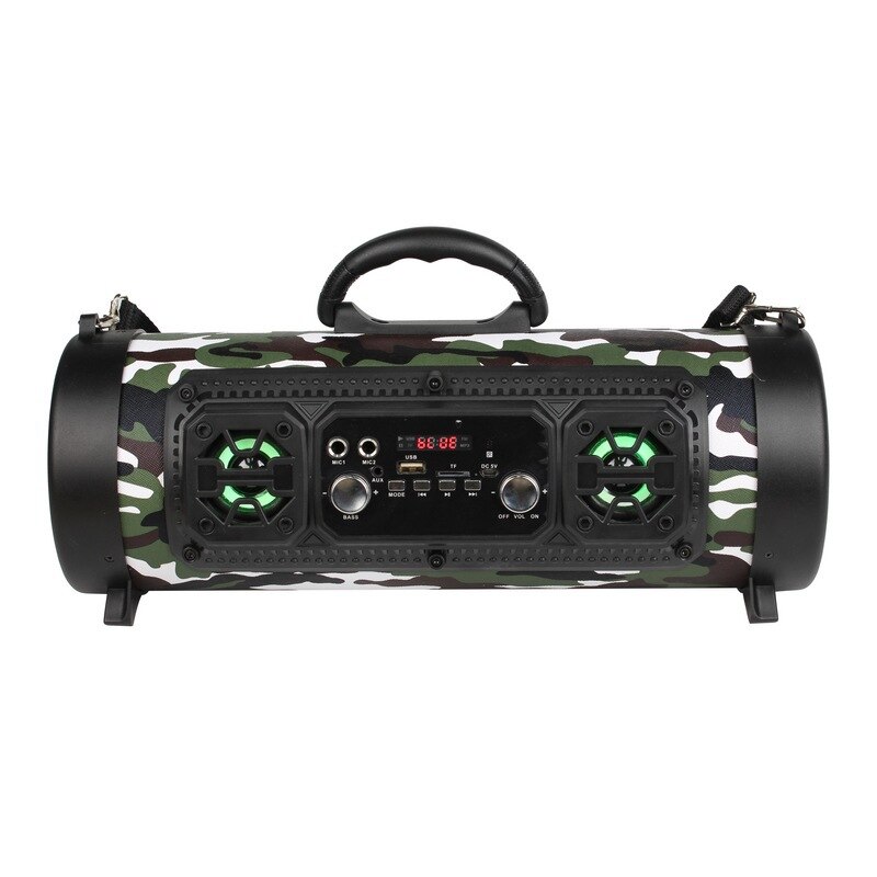 Hifi 15W Grote Power Draadloze Bluetooth Speaker shock bass tv soundbar Draagbare subwoofer sound box Hip hop boombox voor PC telefoon: Army Green