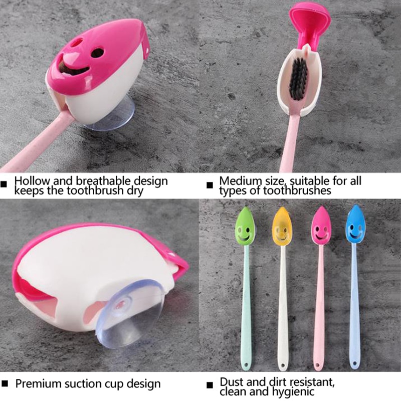 4 stk / parti tandbørsteovertræk tandbørsteholdere sag sugekop vandrør