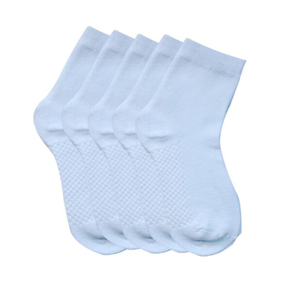 5 pairs kids Socks Spring&amp;Autumn 100% Cotton Prevent Slippery White Colors Children Socks for Girls With Boys Socks 1-9 Year: 5 pairs of non-slip / 4-6T