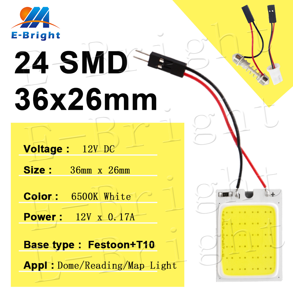 Luz de lectura para coche T10 festón W5W C5W T4W LED COB Panel lámparas vehículo Interior lámpara de lectura luz de techo luz de mapa DC 12V