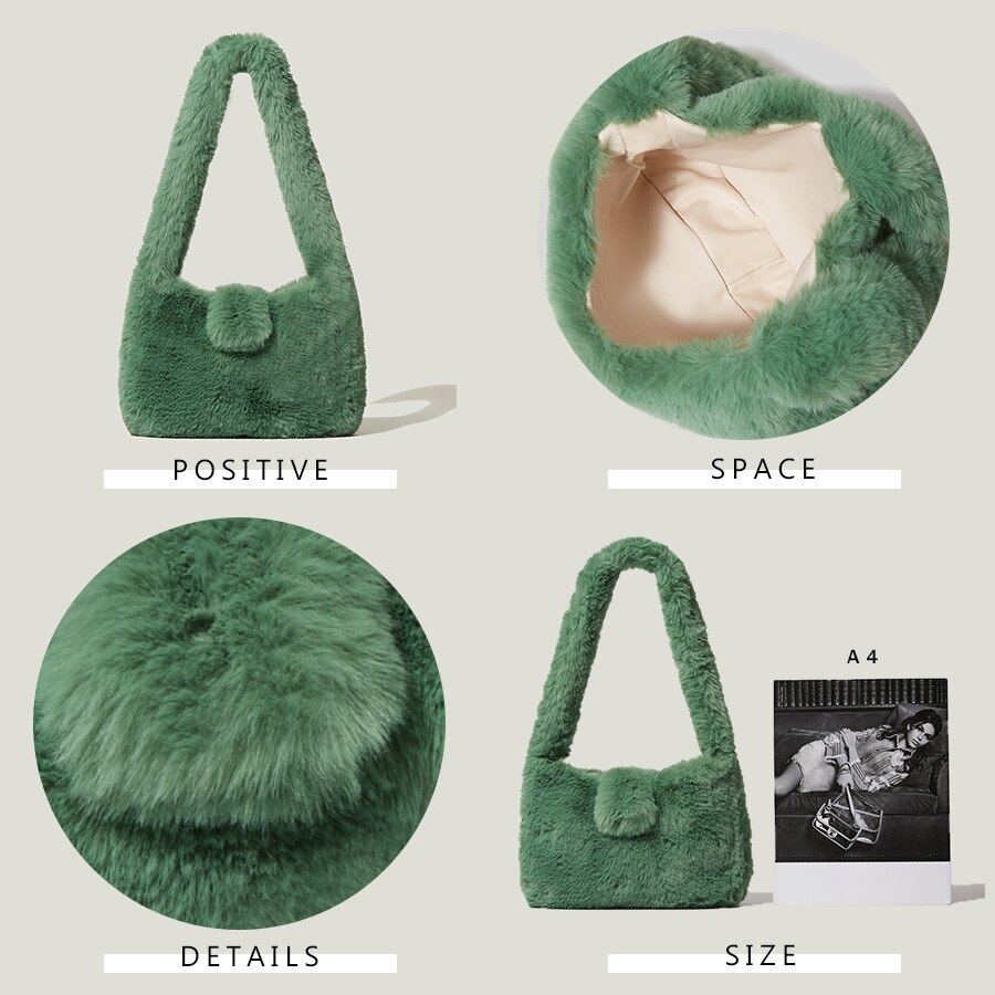 Sac à bandoulière de luxe en fausse fourrure pour femmes, fourre-tout de styliste à la , tissé de personnalité, sacs à main en laine pour dames, automne hiver