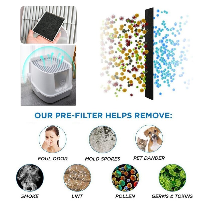5 pièces jetables désodorisation Compost charbon actif filtre coton pour chat litière boîtes nettoyant accessoires de remplacement J0PC
