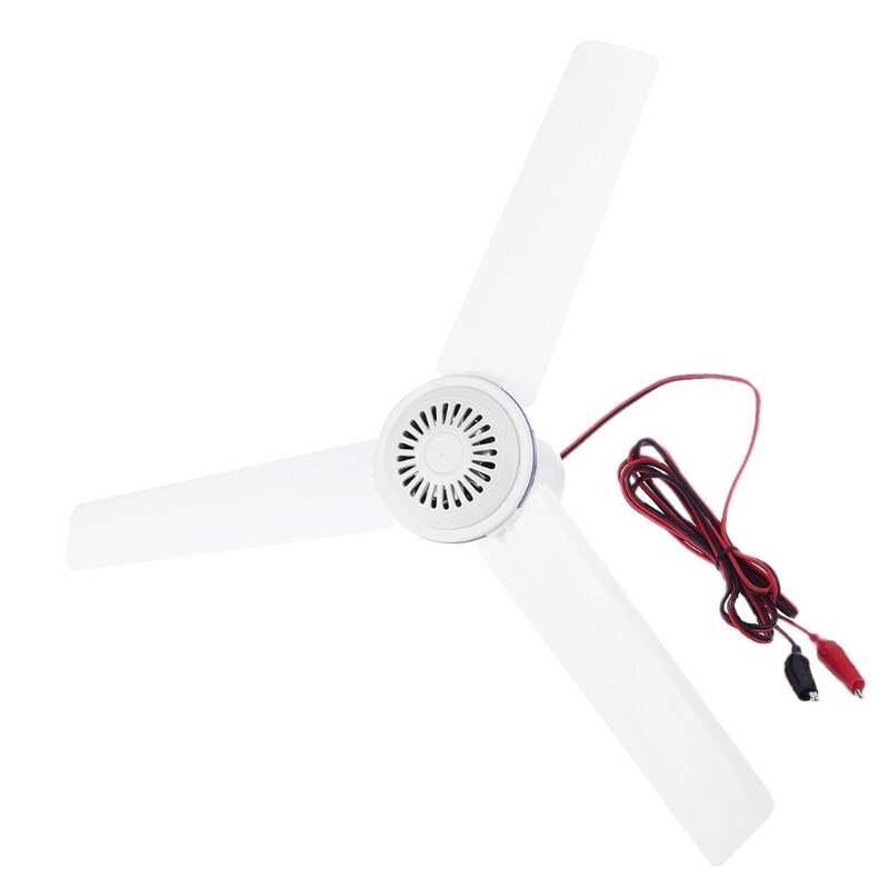 Ventilateur De Plafond 12V Avec LEDs - Pour Tente, Camping-car, Garage - 16.5 Pouces - Pales Détachables
