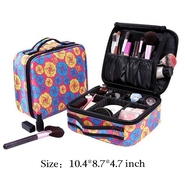 HMUNII Women Cosmetic Bag Travel Makeup Organizer Make Up Box Cosmetics Pouch Bags Beauty Case For Makeup Artist: H-Cosmetic bag