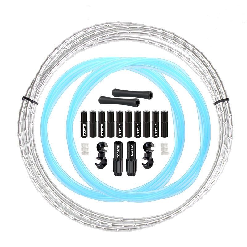 MTB Bike Outer Fishbone Tube Set Variable Speed Brake Cables Aluminium Alloy Road Bicycle Line Pipes Bicycle Brake Shift Parts: Silver