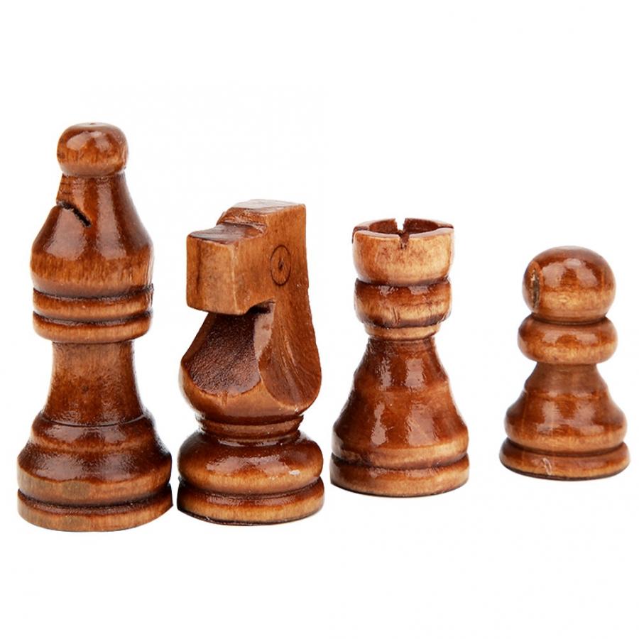 Foldable 32pcs Wooden International Chess Game Set Wood Pieces Without Chessboard Interactive Toy Entertainment Chess Game