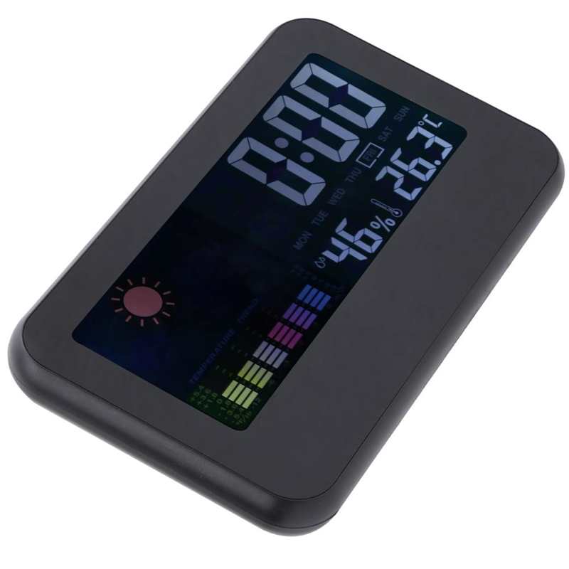 Lcd Digitale Thermometer Hygrometer Vochtigheid Meter Kamertemperatuur Klok Alarm