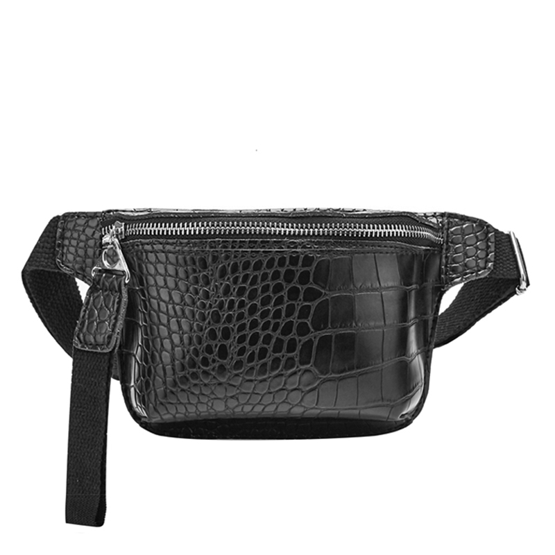 Casual Waist Bag for Women Alligator Leather Fanny Pack Phone Pouch Chest Packs Ladies Wide Strap Belt Bag Female Crossbody Flap