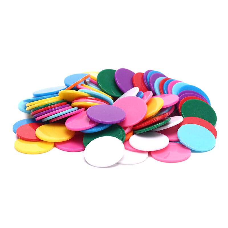 100 stk / parti 25mm plastik poker chips casino bingo markører symbolsk sjov familie klub brætspil legetøj 9 farver: Flerfarvet