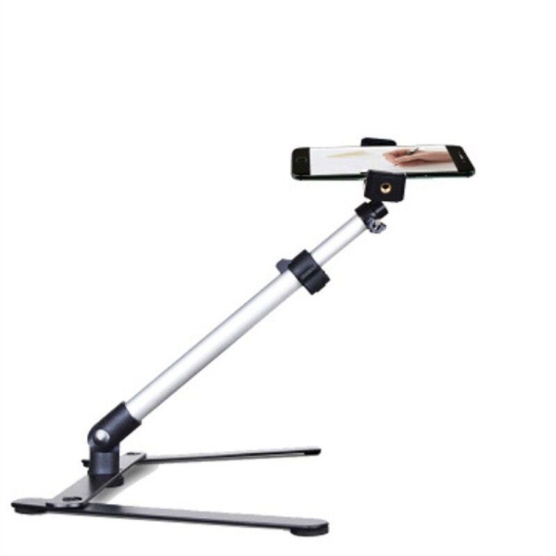 Photography Adjustable Table Top Mini Monopod Set Aluminum Alloy Stand+Phone Clip Fill-In Light Bluetooth Control
