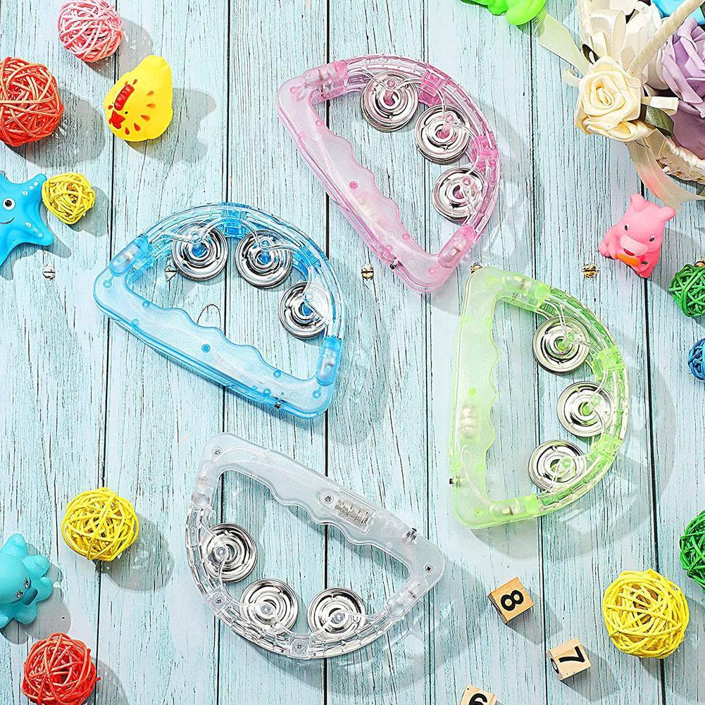 Pandereta de bebé con luz LED, juguete sensorial para niños, instrumento Musical para agitar, con pilas incluidas