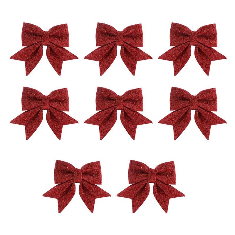 Lazos dorados de Navidad para árbol de Navidad, adornos de lazo, suministros para de Navidad, 8 Uds.