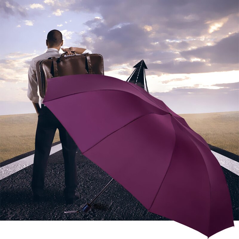 Como la lluvia gran familia paraguas lluvia mujeres grandes exterior paraguas plegable de hombres fuertes doble paraguas UBY28