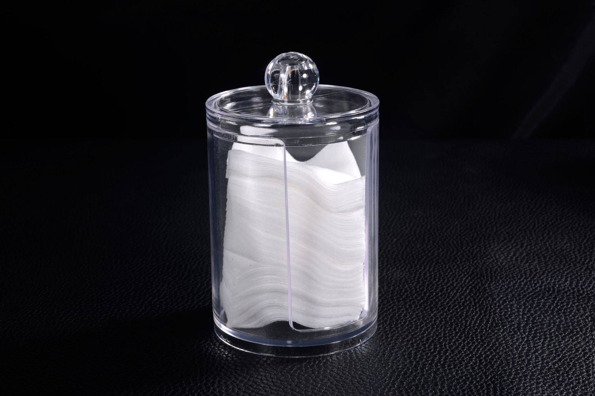 Acrylic Round Qtip Container Cosmetic Makeup Cotton Multifunctional Pad Organizer Jewelry Storage Box Holder and Candy Jars: CottonPad