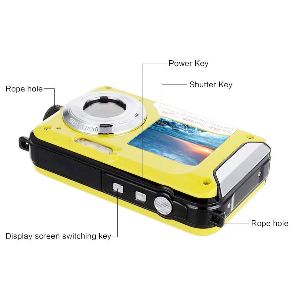 Waterproof Anti-shake Digital Camera 1080P Full HD Underwater Camera 24 MP Video Recorder Selfie Dual Screen DV Recording Camera