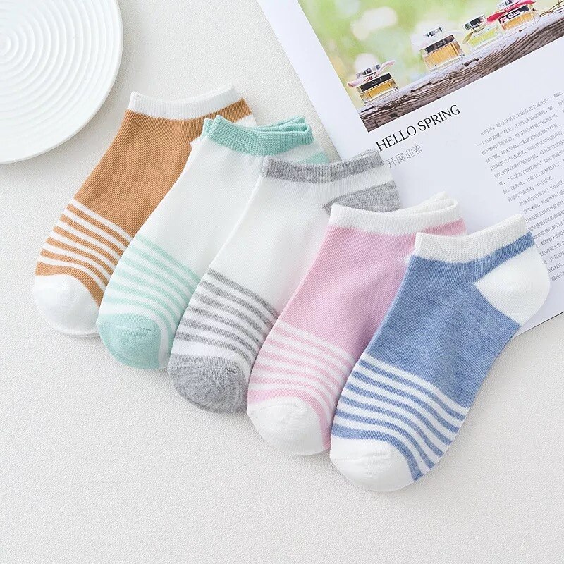 Ensemble de chaussettes pour femmes, fines, bleues, à carreaux, motif d'ours chat, Tube bas en coton, mignonnes chaussettes de sport pour filles, respirantes, d'équipage, Kawaii, printemps été: 06