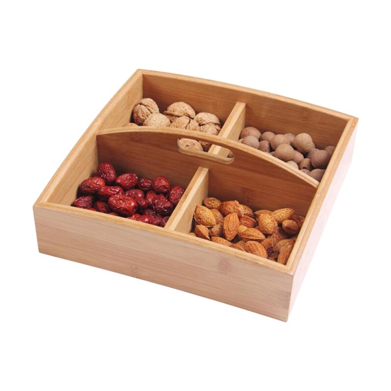 Wooden Candy Box With Lid Snacks Holder Storage Dispenser Nut Dried Fruit Server Display Plate Tray For Home Party Wedding Decor
