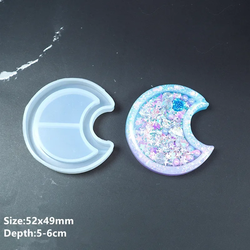 Shaker moldes de silicona resina epoxi oso estrella paleta Shaker molde llavero encantos molde brillante DIY joyería herramienta artesanal: Negro