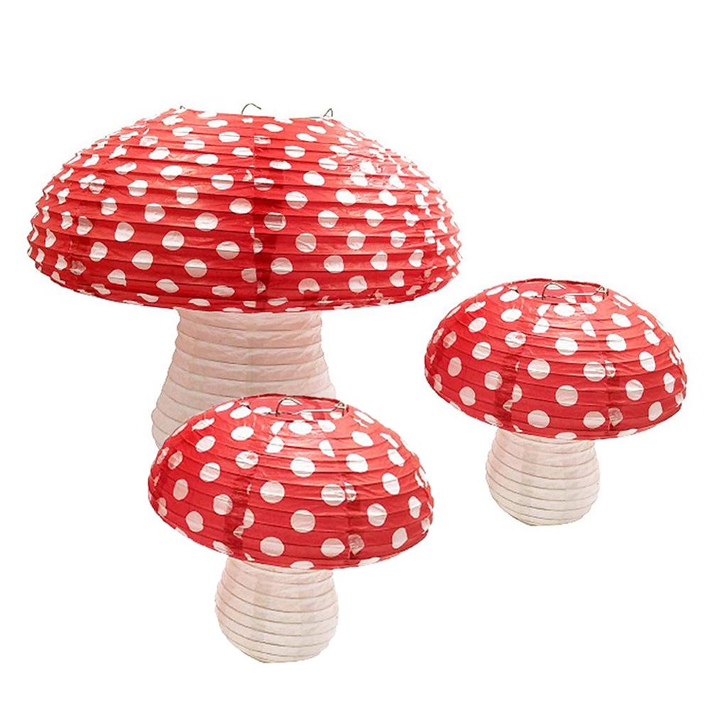 Nowy 3 sztuk w kształcie grzyba lampiony papierowe 3D grzyb ornament przedszkole dla dzieci DIY urodziny dekoracje robić domu na imprezę dostaw