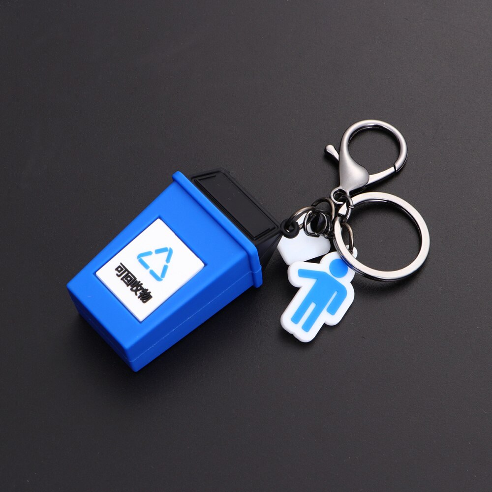Classification Trash Bin Keychain Key Ring Stylish Key Hanging Decoration Key Holder Small for Men (Blue): Picture 1