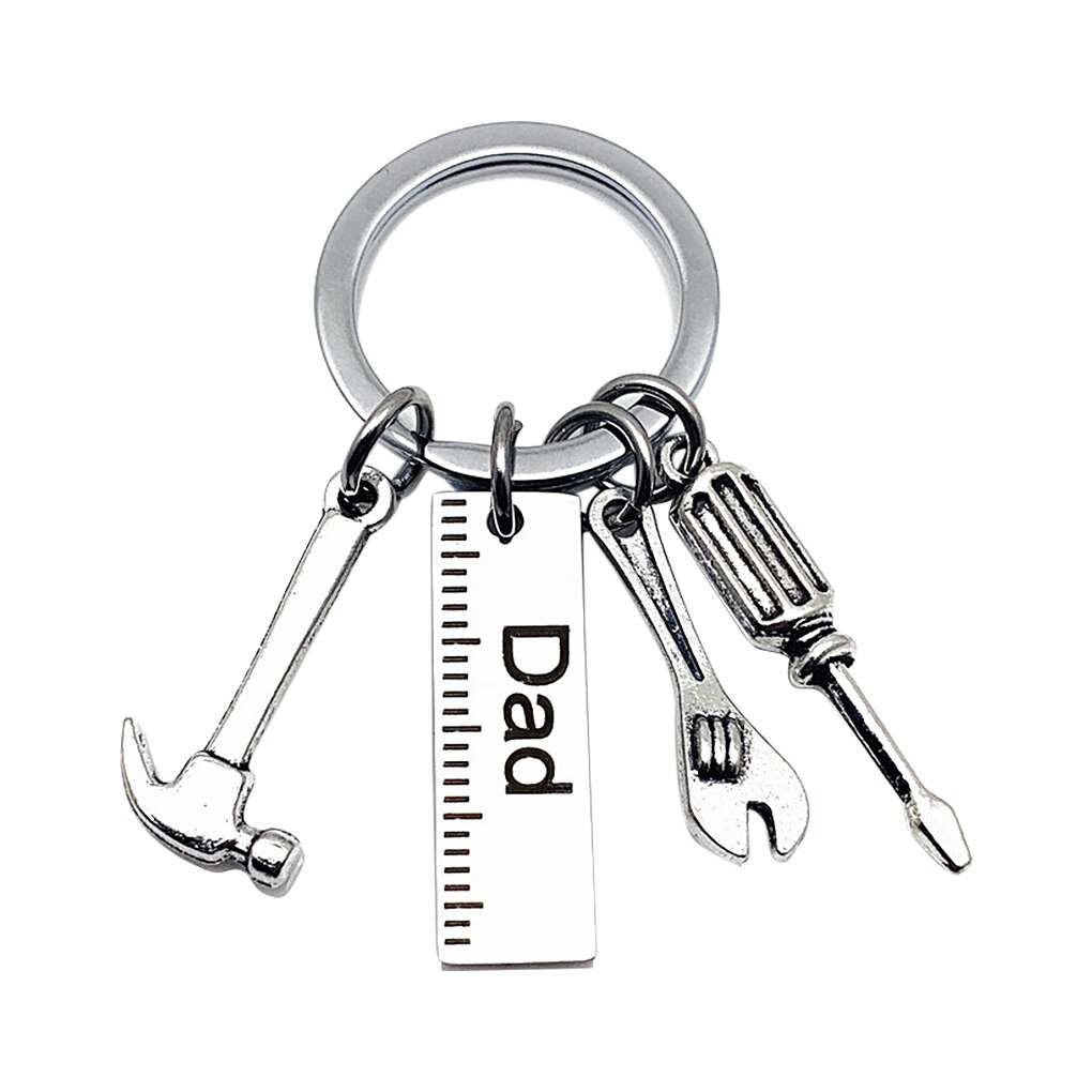 Dad Keychain Stainless Steel Alloy Screwdriver Keyring DIY Wrench Key Ring Decor Hanging Pendant Father's Day: Dad