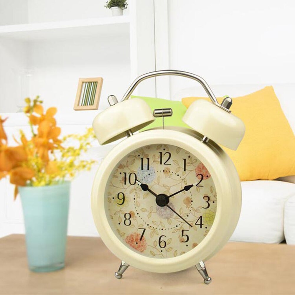 Classic Retro Alarm Clock Silent Non Ticking Twin Bell Alarm Clock Movement Bedside with Night Light Loud Alarm Clock Desk Clock