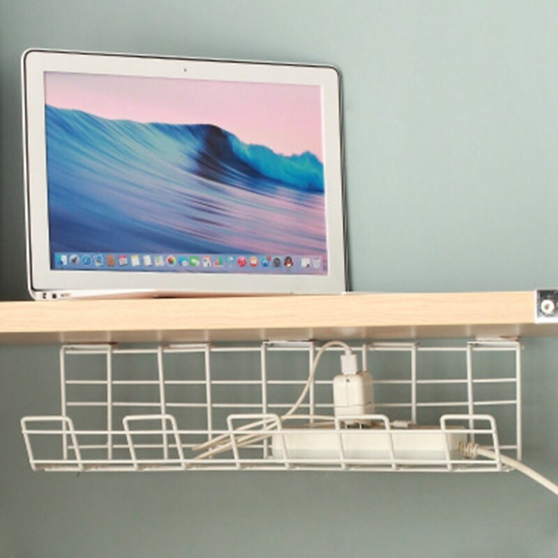 1Pc Under Desk Cable Management Rack Compact Cable Organizer Storage Rack