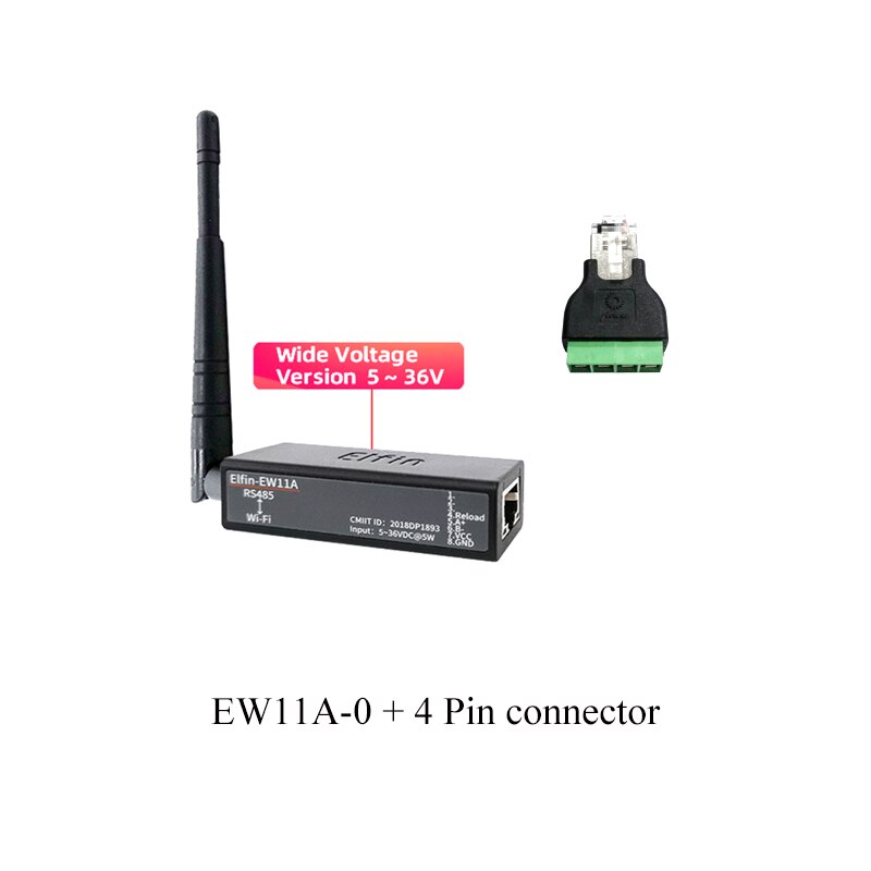 Serial Port RS485 to WiFi Serial Device Server Elfin-EW11 Support TCP/IP Telnet Modbus TCP Protocol IOT Data Transfer Converter: EW11A0 Wit connector