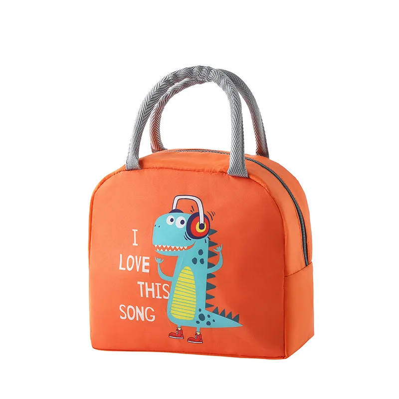 Cartoon Lunch Bag Portable Insulated Thermal Lunch Box Picnic Supplies Bags Milk Bottle For Women Girl Kids Children: Silver
