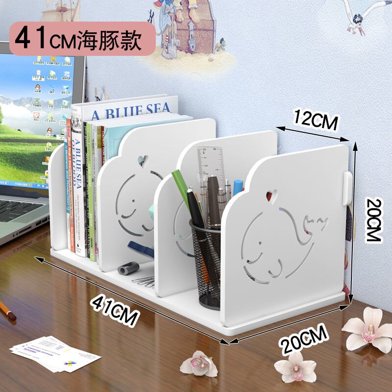 Hollow Book Storage Rack Wooden Office Desktop File Shelf Information Magazine Storage Holder Living Room Table Book Stand: 40cm dolphin