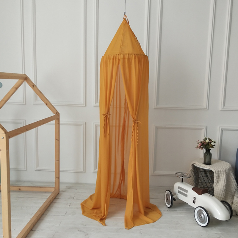 240Cm Baby Kinderkamer Tent Chiffon Klamboe Bed Mantel Baby Crib Canopy Tent Kinderen Kamer Home Decor: Ginger Yellow