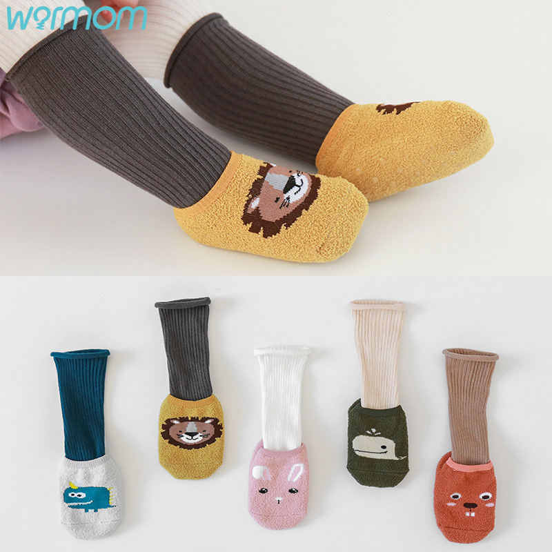 Warmom Knie Hoge Babysokjes Pasgeboren Sokken Voor Meisjes Katoen Cartoon Baby Jongens Sokken Anti Slip Casual Baby Been warmers