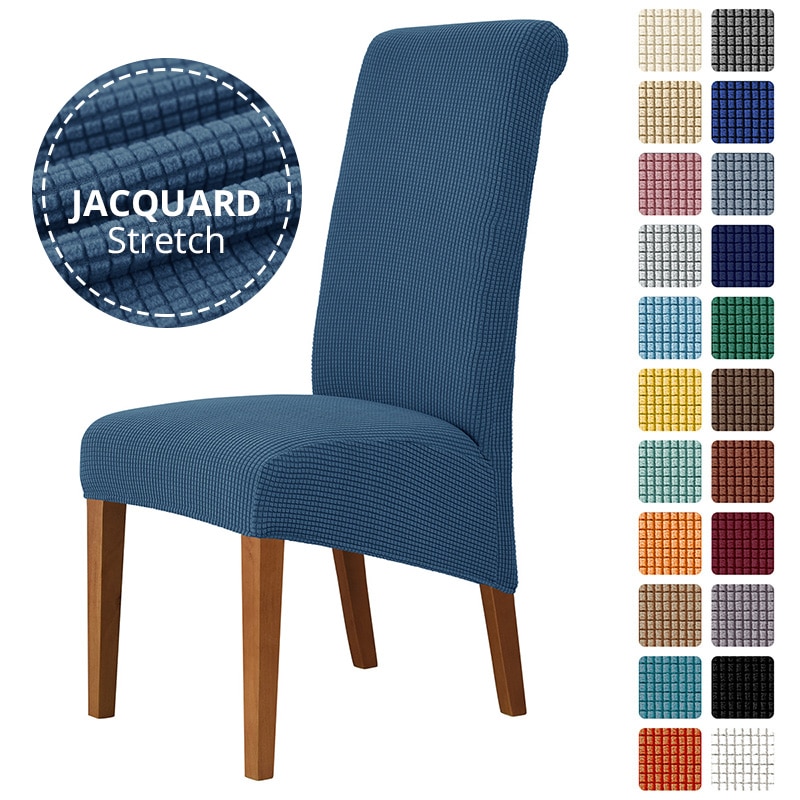 Jacquard XL Dining Chair Cover Extra Large Elastic Stretch Case for Chairs Spandex Long Back Chair Slipcover Kitchen