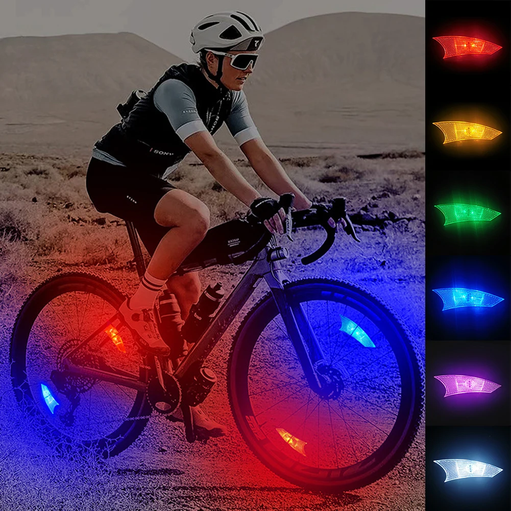 Luces impermeables para rueda de bicicleta, decoración de cuadro de bicicleta de montaña, luces para radios de bicicleta, luces para rueda de bicicleta de conducción nocturna, lámpara de válvula