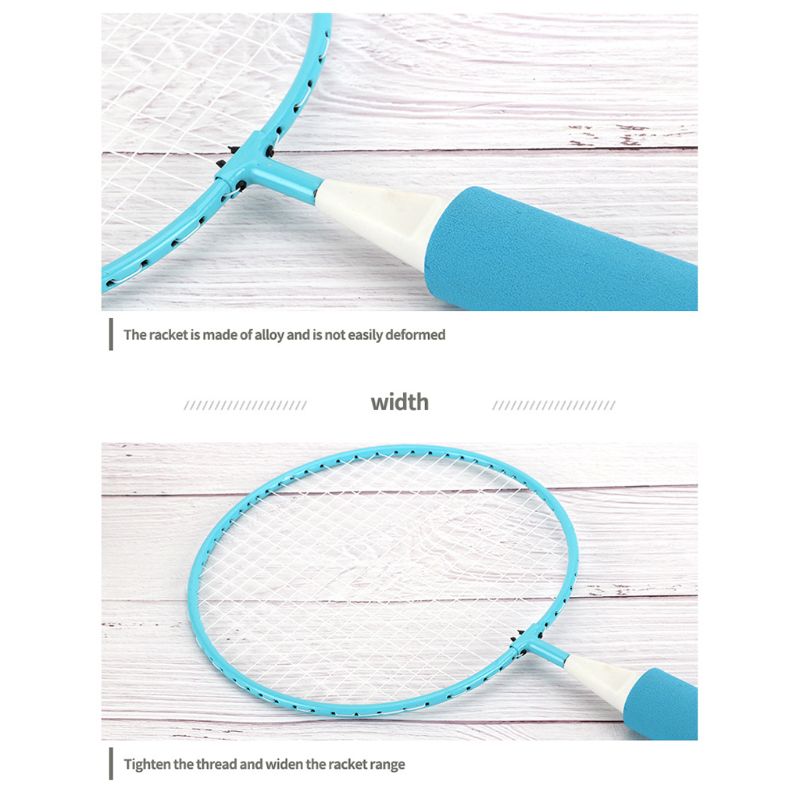 Raqueta de bádminton para niños 1 PAR + 2 uds., juego de bádminton para deportes al aire libre, juguete de Fitness