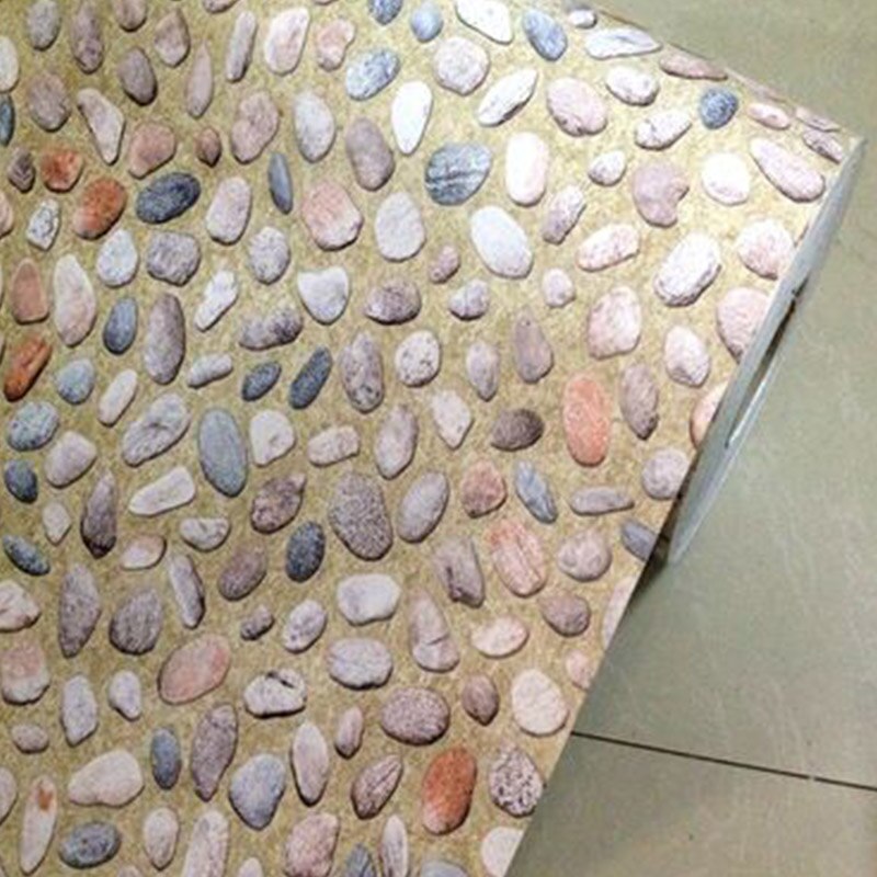 Mosaïque vinyle auto-adhésif papier peint rouleau toilettes salle de bain carrelage noir blanc décalcomanies cuisine étanche à l'huile PVC autocollant mural: Cobblestone / 45cm X 10m
