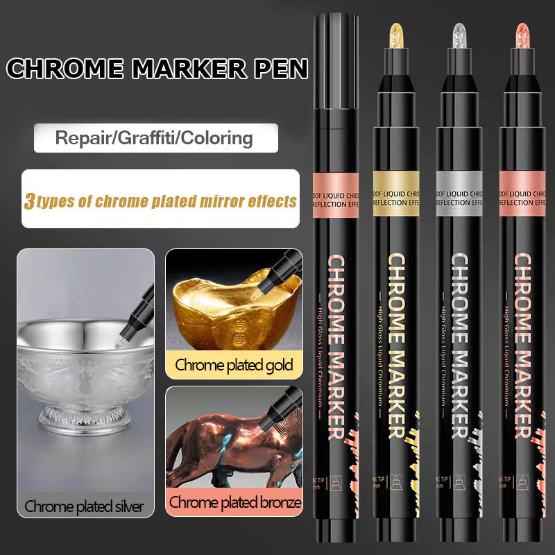 Chrom Spiegel Marker Stift 0,7mm 1mm 2mm DIY Zeichnung Farbe Stift Spiegel Marker Chrom Silber Gold Marker Auto Styling Kunst Handwerk