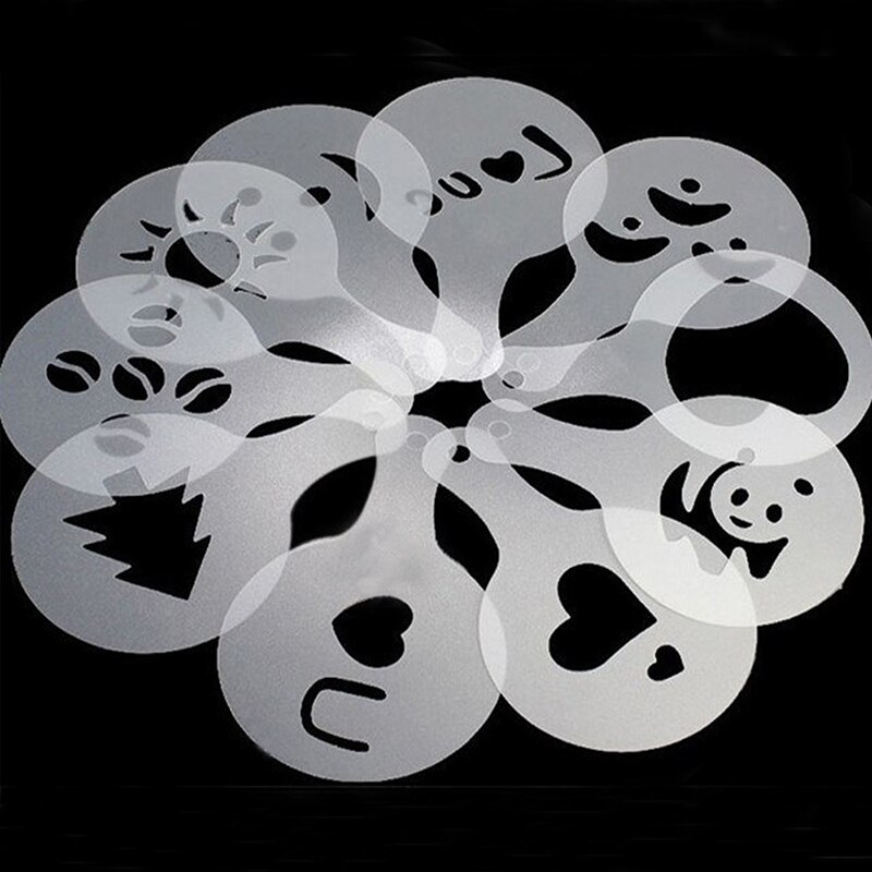 16 unids/set nueva de plástico de café impresión modelo molde de café de plantilla de pulverización Barista plantillas herramienta de decoración de